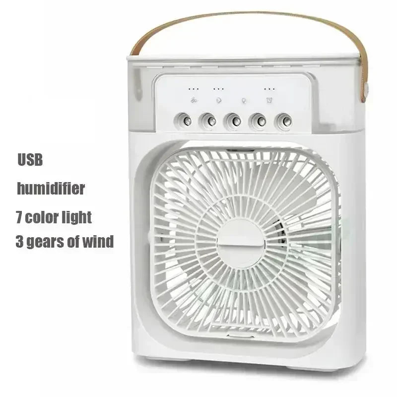 Portable 3 In 1 Mini Air Conditioner Fan Humidifier LED Night Light Adjustable Wind Speed Desktop Cooler For Bedroom Office Stud