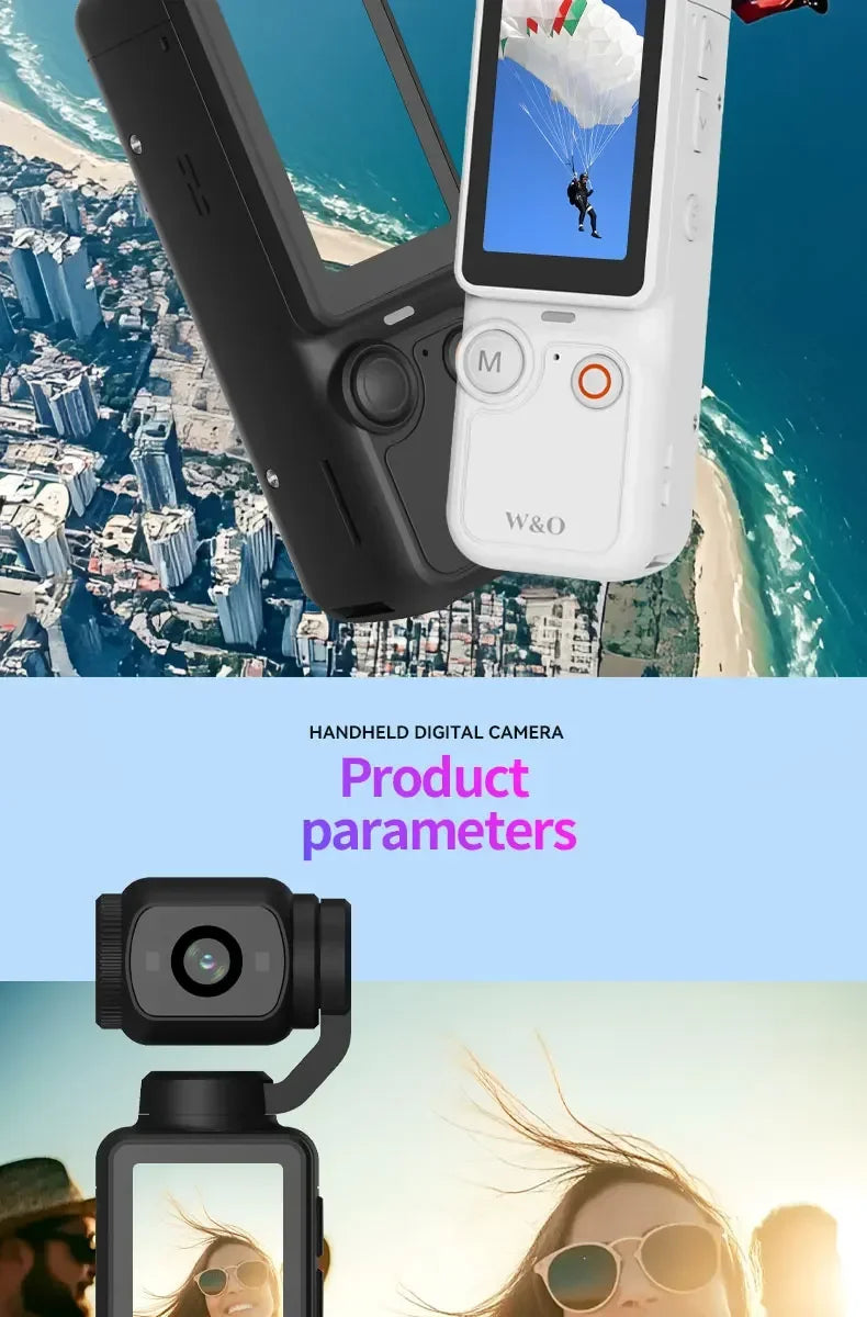 4K Ultra HD Waterproof Action Camera 270° Rotatable Wifi Cam Handheld with Waterproof Case Vlog Bicycle Portable Sport Camcorder