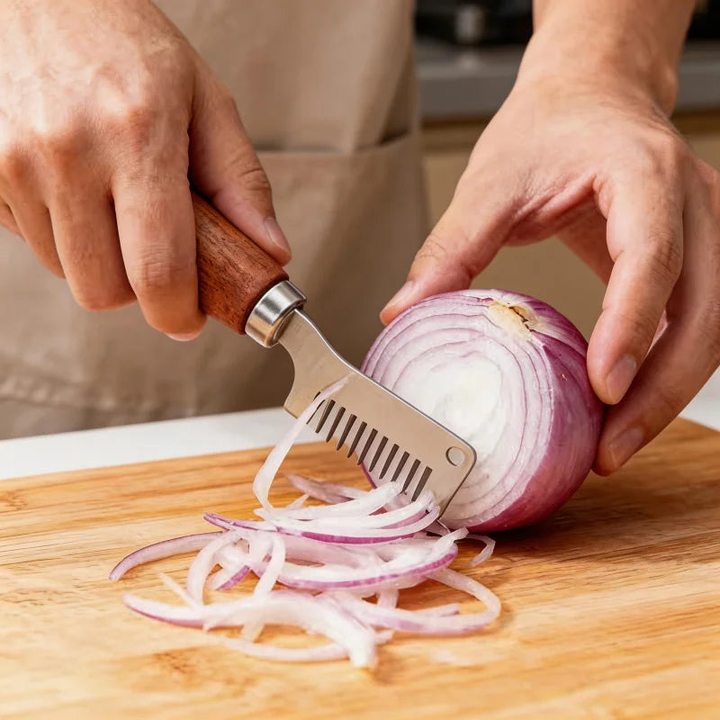Stainless Steel Green Onion Slicer Knife Wooden Handle Scallion Shredder Vegetable Cutter Chopper Kitchen Gadgets Cooking Tool