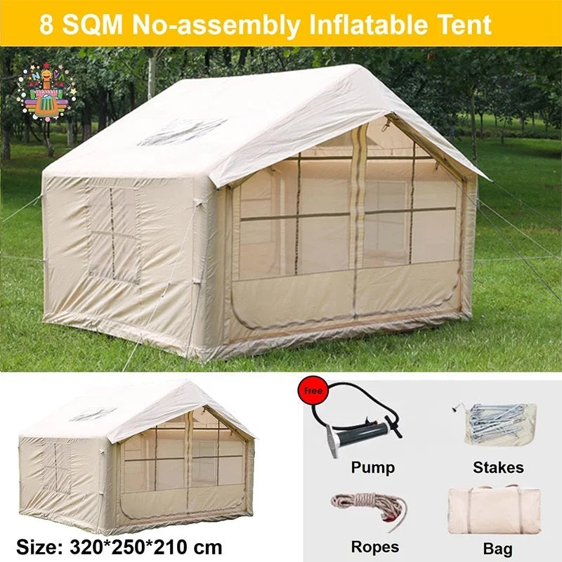 Large Waterproof Durable Inflatable Tent, Family Airtight House for Camping RV Travel
