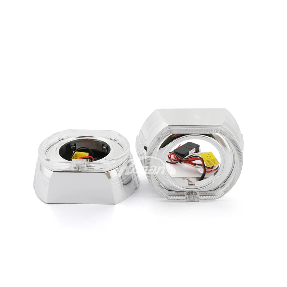 RONAN 2.5 inch LED Angel Eyes DRL Turn Signal Sliver Masks Shrods Covers Fitment 2.5 inch Projector Lens for Jetta BMS