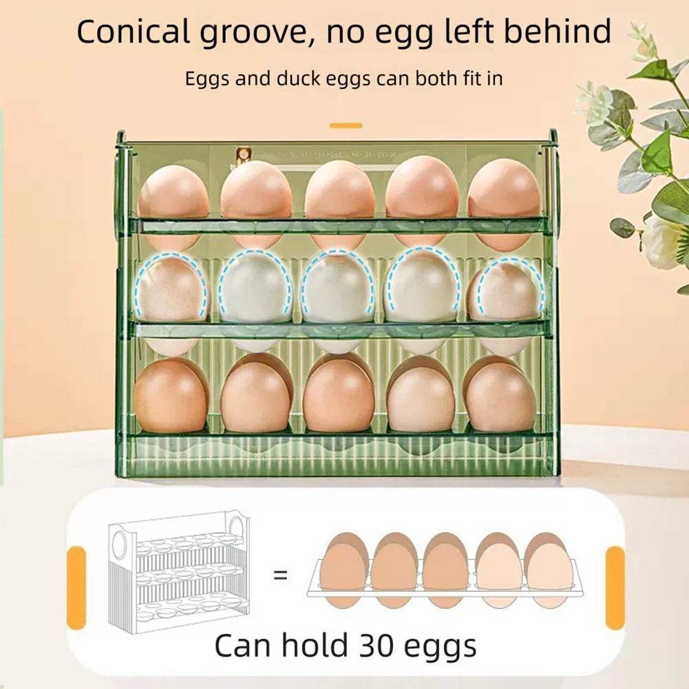 Kitchen Egg Holder,Large Capacity Egg Fridge Storage Box,Multi-Layer Egg Tray Organizer,Space Saving Fridges Egg Container