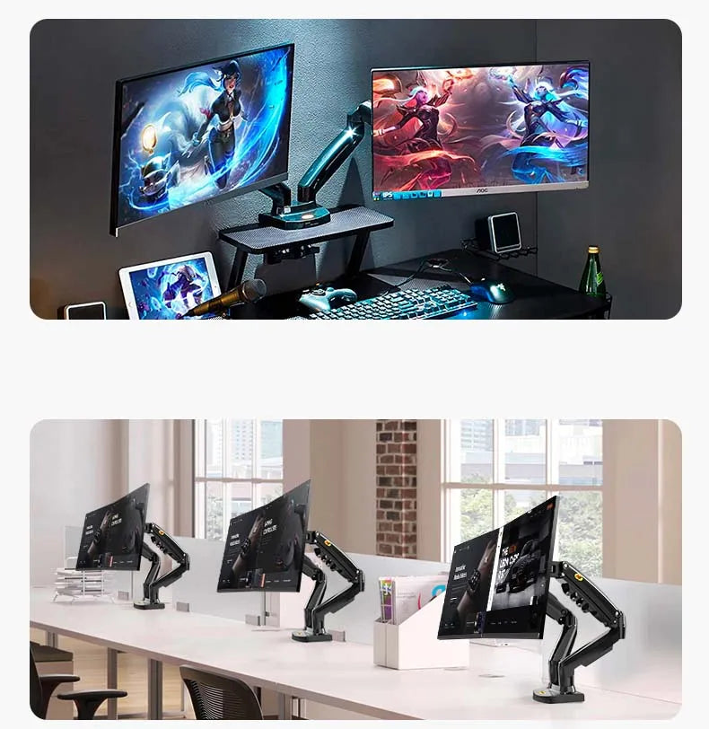 NEW F160 Gas Spring 10'-27' Dual Monitor Holder Arm Desktop 360 Rotate Computer Holder 2-9KG Monitor Bracket with 2 USB3.0