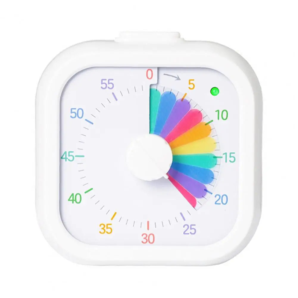 Visual Timer for Kids 60 Minute Rainbow Countdown with Silent Pause Function Dual Sound Light Reminder Timer for Kitchen Study
