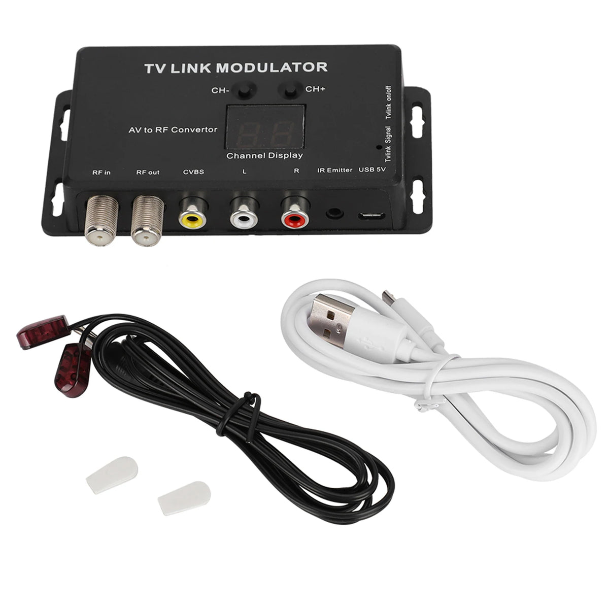 IR Extender Adapter TM70 UHF TV LINK Modulator AV To RF Converter IR Extender With Channel Display Modulator AV To RF Converter