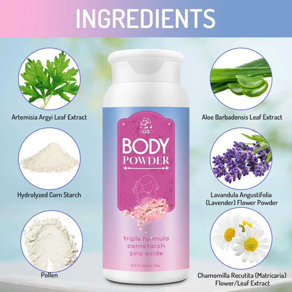 aoao Sakura Cherry Blossom Body Powder-Natural Corn Starch & Zinc Oxide with Aloe Vera & Chamomile, Fresh Floral Scent