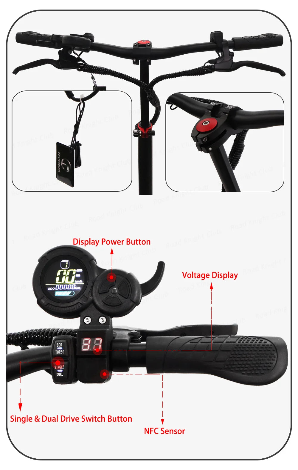 Official TEVERUN Blade Q Pro 36V 15Ah Battery 350W*2 Motor 8inch Solid Tire NFC Lock  Brake Drum brake Electric Scooter