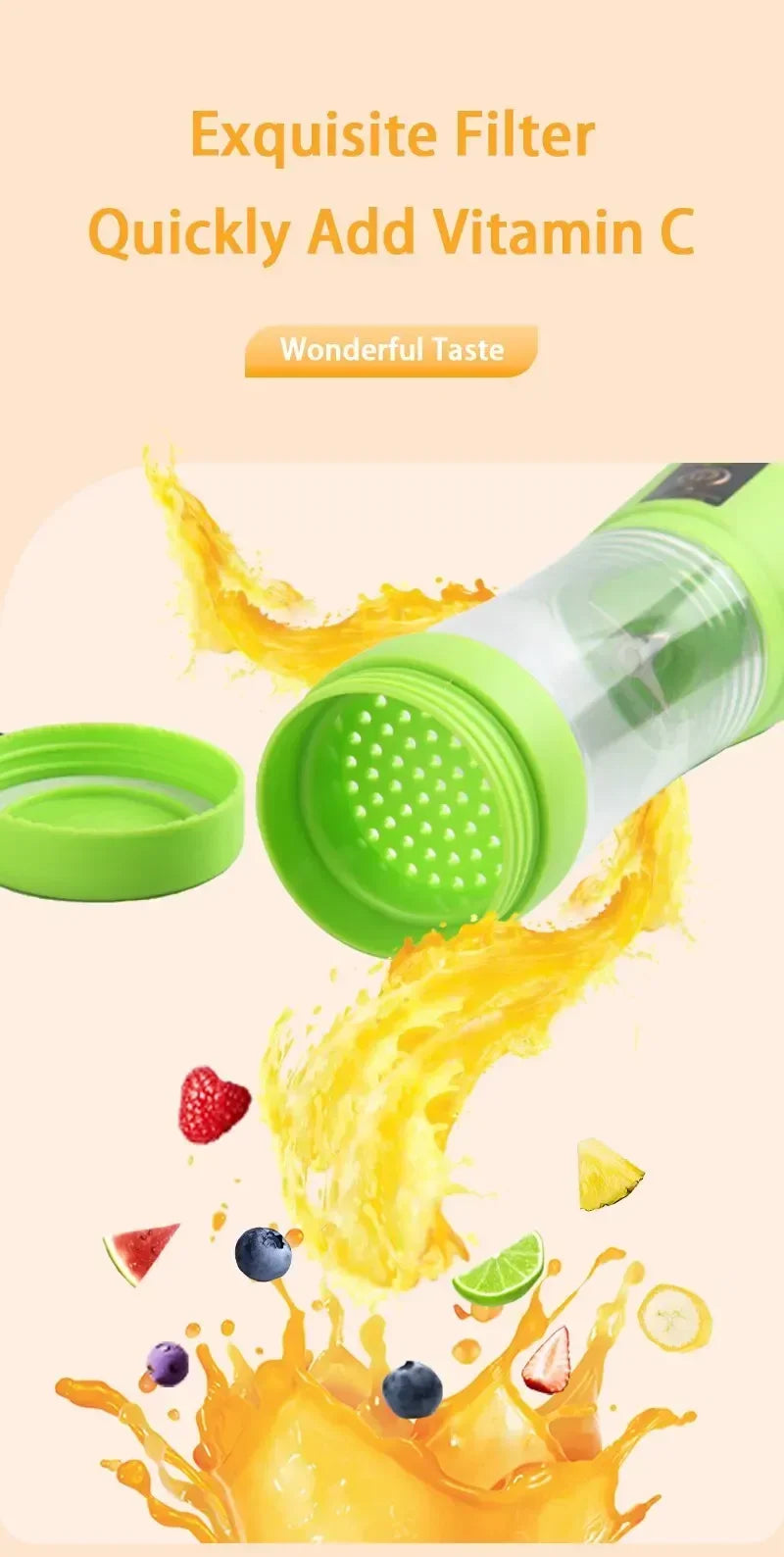 2026 Hot Selling Items USB Charging Electric Juicer Cup 6 Leaf Blade Mini Portable Blender Fruit Juice Extractor for Home Travel