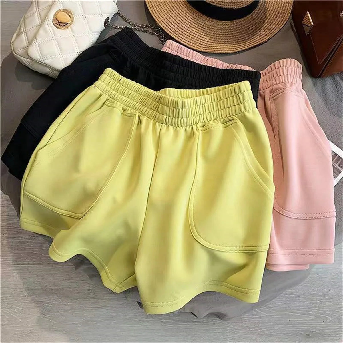Women Summer 2026 Loose Slim Drawstring Hot Pants Korean High Waisted Wide Leg Casual Versatile Sports Shorts for Outdoor Wear