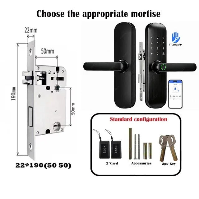 TTLock / Tuya WiFi Smart Fingerprint Door Lock Biometric Digital Lock with RFID Card Password for Hotel Home
