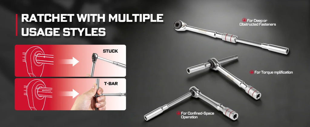 Geinxurn 1/4-inch Ratchet Wrench Set, Multi-Angle Design, Portable Hand Repair Tool Kit, for Confined Spaces & Daily Repairs