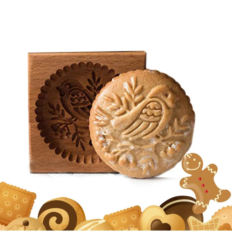 3D Cookie Baking Molds Wooden Gingerbread Mold Press Pumpkin Embossing Tools for Cake Decor DIY Kitchen Gadgets Cookies Moulds