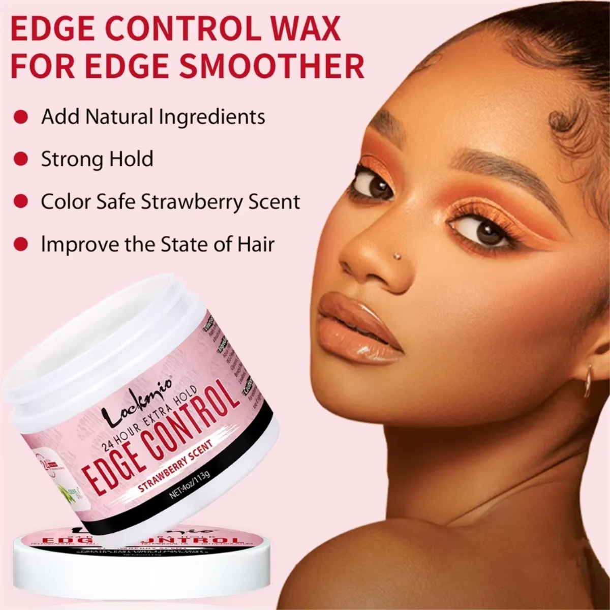 LOCKMIO Hair Flyaways Control Gel & Brush Women Hairline Styling Gel 113g Long-lasting Hair Care Edge Defining Wax Cream for Wig