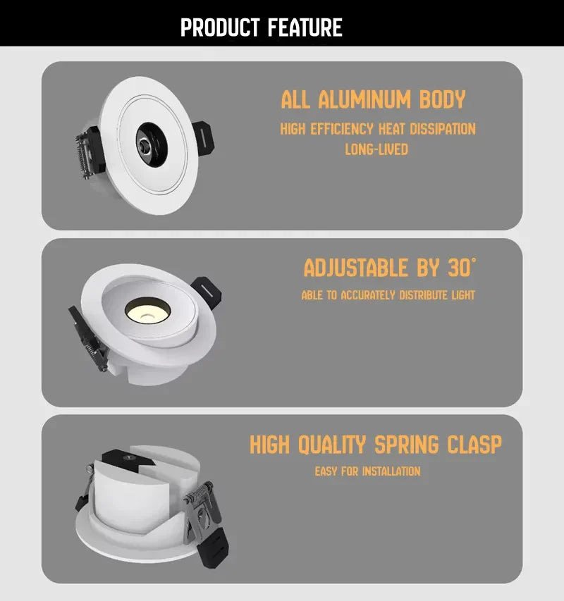 Embedded LED ultra-small spotlight, living room, corridor, wine cabinet, ambient lighting, 3°, 5°, 8°, 10°, 15° museum lighting