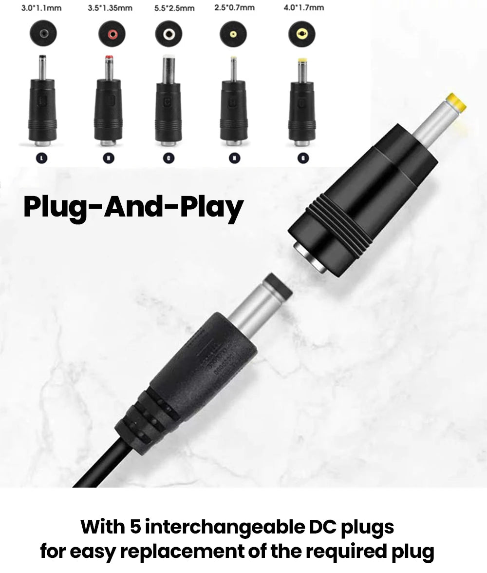 5 in 1 USB to 5V DC Power Cable 5.5 * 2.5mm Jack Charging Cord with 5 Selectable Connector Universal Power Cable for TV Box
