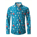 Christmas Festival Theme Men's 3D Printed Formal Shirts Christmas Tree Santa Claus Graphic Long Sleeve Shirt Fashion Men's Shirt
