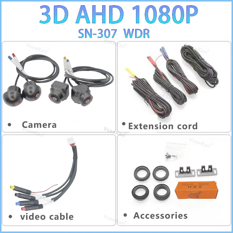 Car Camera 360 Degree Panoramic Imaging System 3D AHD 720P 1080P Four Way Camera HD Night Vision 2053/4007 1022 SN307 6048 WDR
