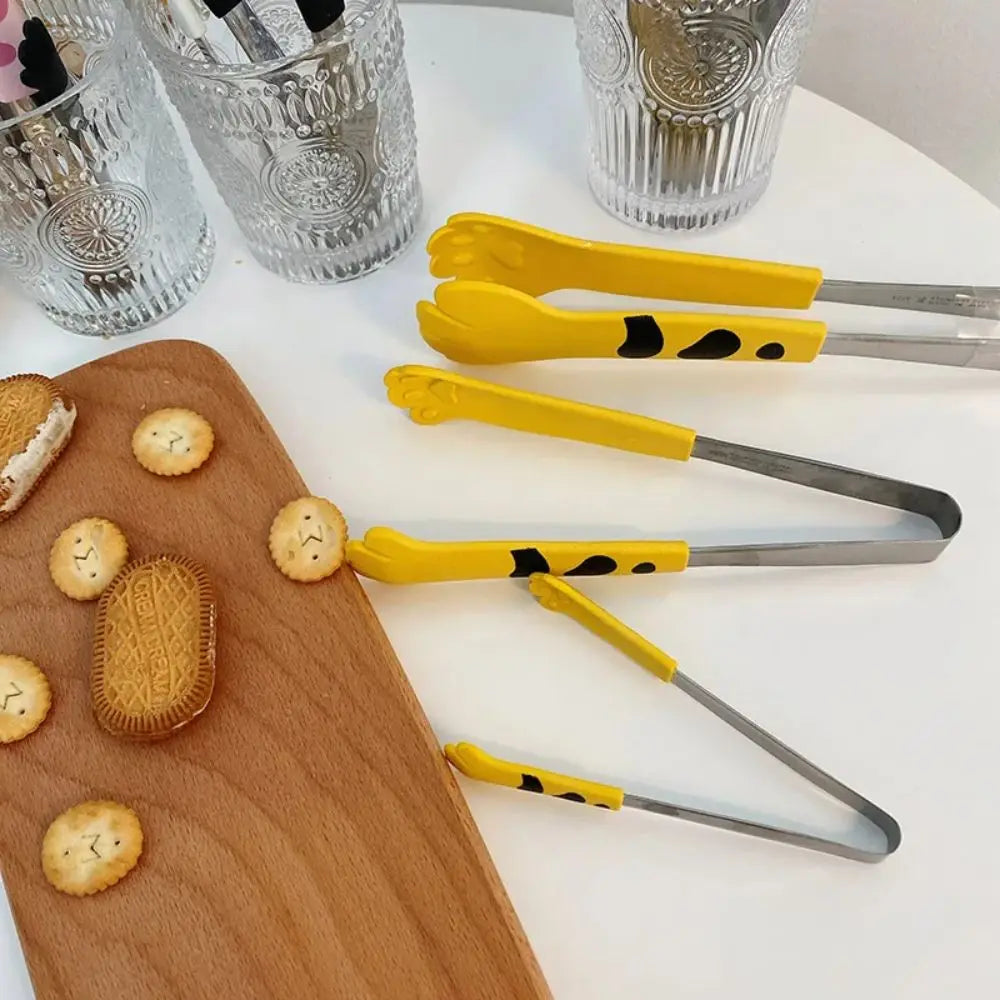 Multifunctional Cat Paw Shape Food Tongs Stainless Steel Kitchen Gadgets Meal Tongs Sandwich Baking Clip Barbecue Tongs