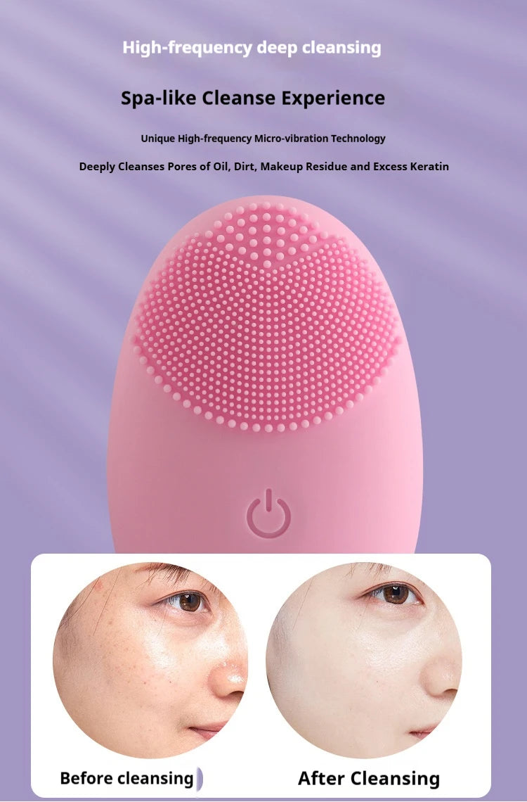Electric Silicone Facial Cleanser Massager Skincare Massage Tool Beauty Machine Vibration Cleaning Of Pores Self Provided Batter