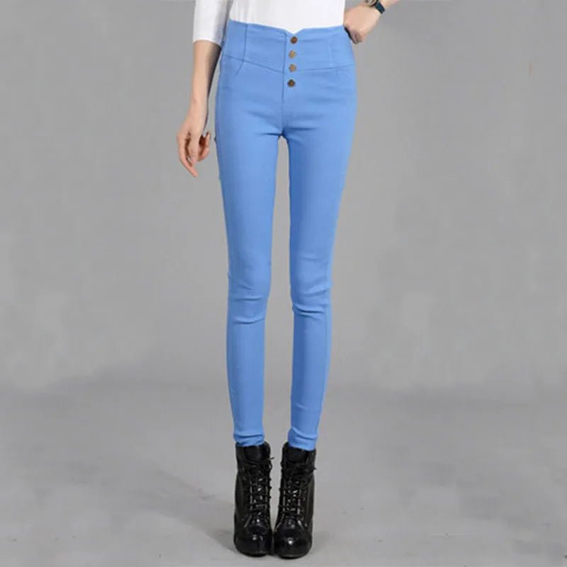 Streetwear Fashion Women Skinny Pencil Pants Spring Autumn New Elastic High Waist Korean Clothing Solid Thin Casual Trousers 5XL