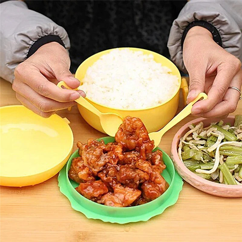 Hamburger Lunch Box Double Tier Cute Burger Bento Lunchbox Microwave Food Container Fork Tableware Set Owl Compartment