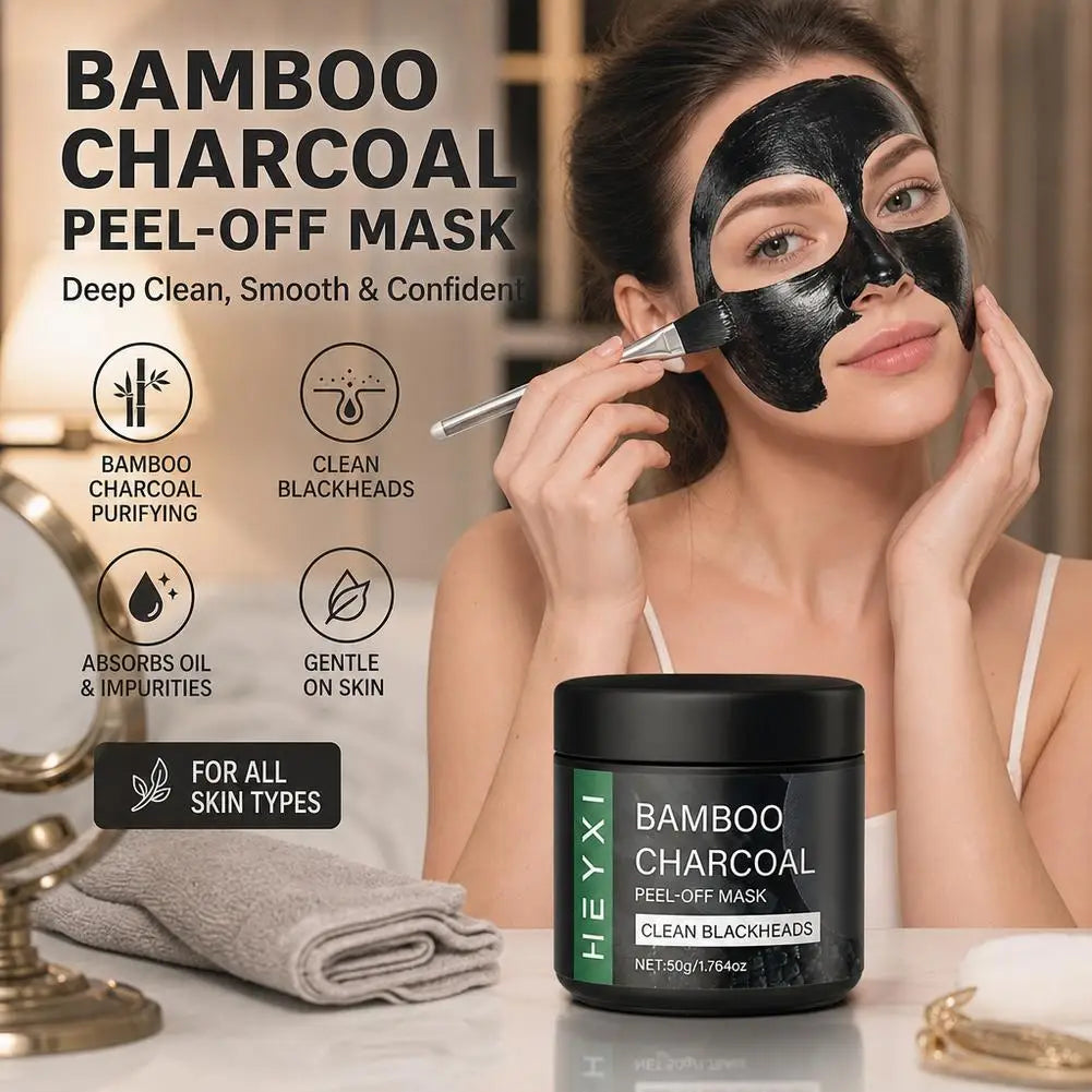 Charcoal Bamboo Peel Off Mask 50g,Deep Cleansing Blackhead Remover, Oil Control Pore Purifying Mud Mask for T-Zone Care