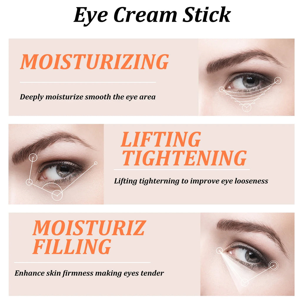 Snail Peptide Eye Cream Stick Reduce Dark Circles Eye Bags Firming Brightener Anti Aging Nourishing Moisturize Eye Cream
