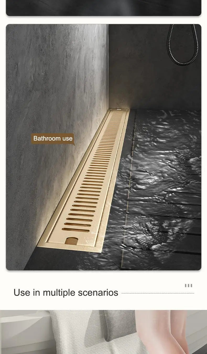 20/30/40/50/60cm Stainless Steel Shower Floor Drain Bathroom Rectangle Linear Floor Drainage Floor Drain with Strainer Covern