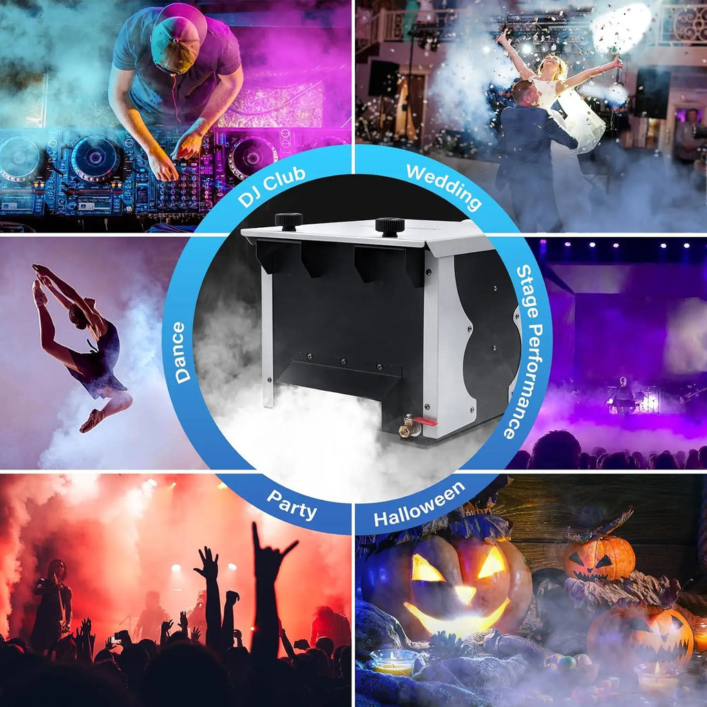Fog Machine Low Lying, 1500W Smoke Machine Stage Fog Maker Fogger 18000CFM with Remote & Wired control for Halloween Wedding