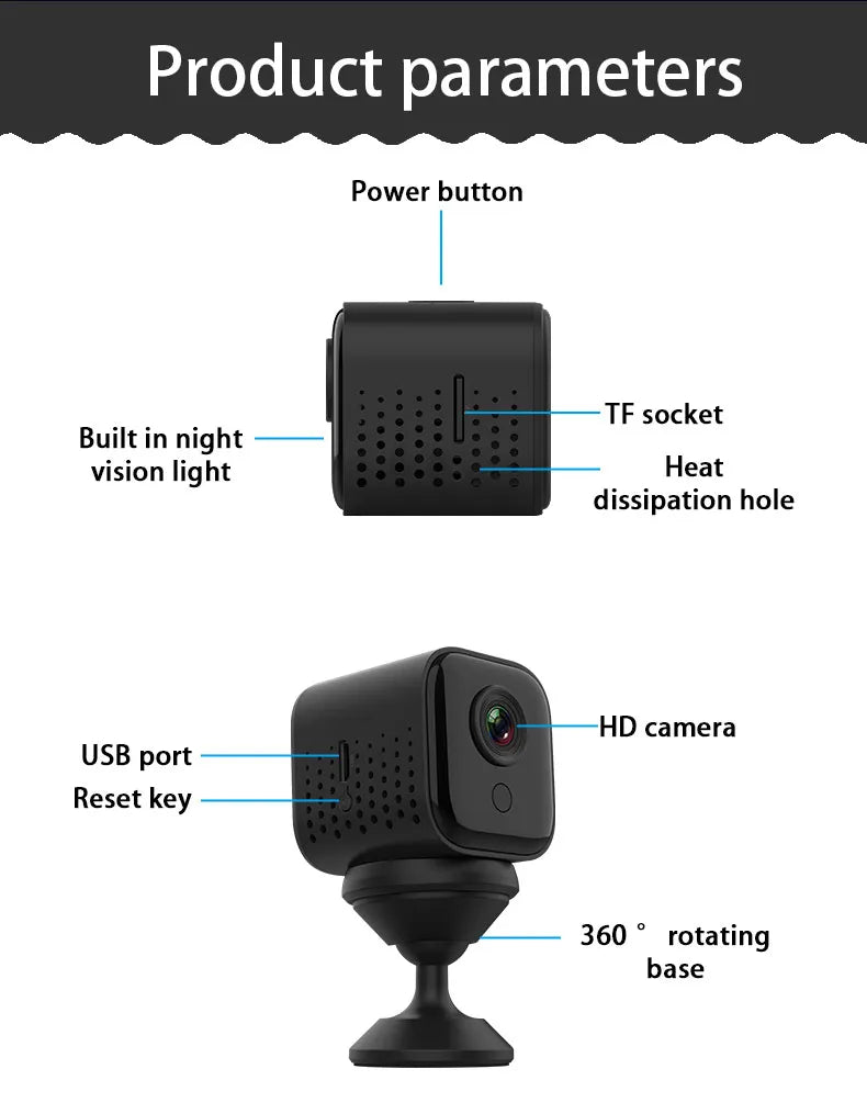 Mini IP Camera 1080P HD Wireless WiFi Camera Motion Detection Home Security Baby Safety Monitor Camera for Smart Home