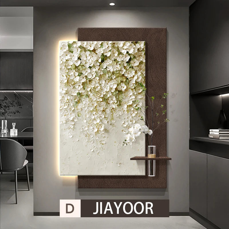 Led Light Hydroponic Green Plants Entrance Door Decoration High-end Feeling Corridor Hanging Flower Wall Lamp Painting