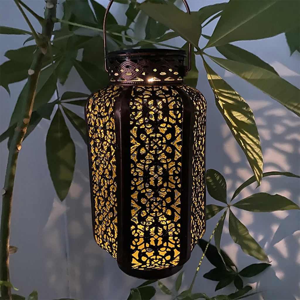 Led Solar Light Outdoor Solar Hanging Lantern Retro Iron Art Garden Decorative Pathway Lamp Stairs Lights Home Christmas Decor