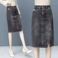 Large Size Denim Skirt For Women Spring Summer High-waisted A-line Jeans Skirt Ladies Korean Loose Tassels Mini Denim Skirts