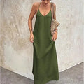 Women's New Solid Color Spaghetti Strap Deep Backless Loose Flowy Maxi Dress Elegant Comfort Casual Trendy Versatile Daily Dress
