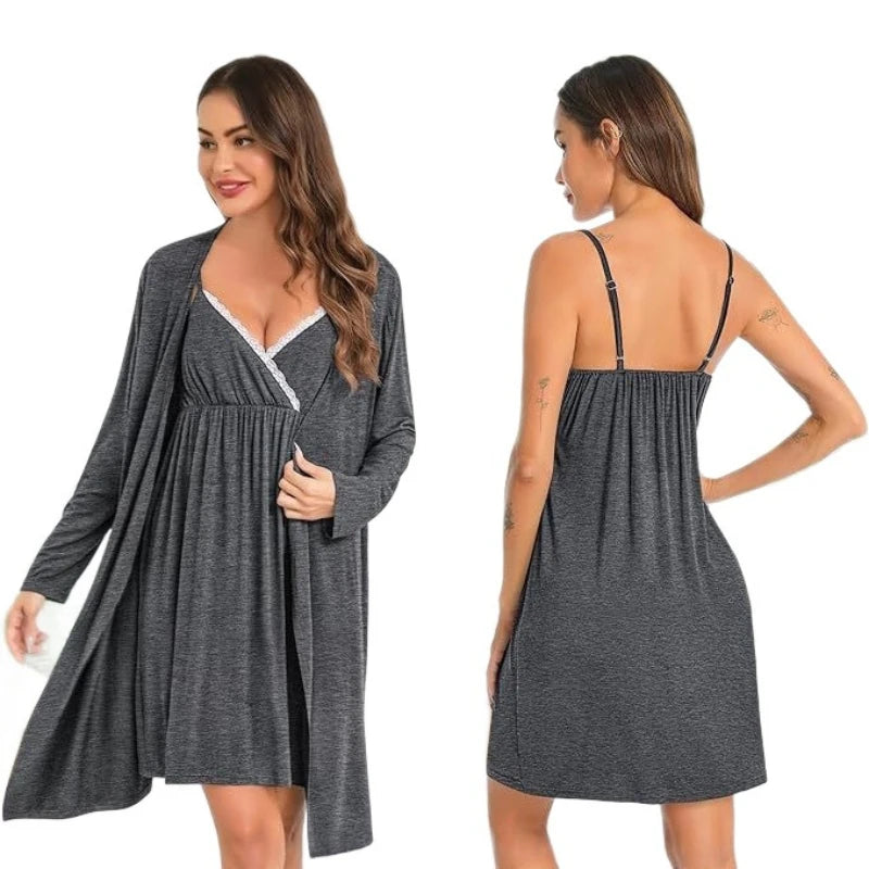 New Maternity Dress Nursing Skirt V-neck Strap Two-piece Set Loose and Fashionable Summer Maternity Clothing