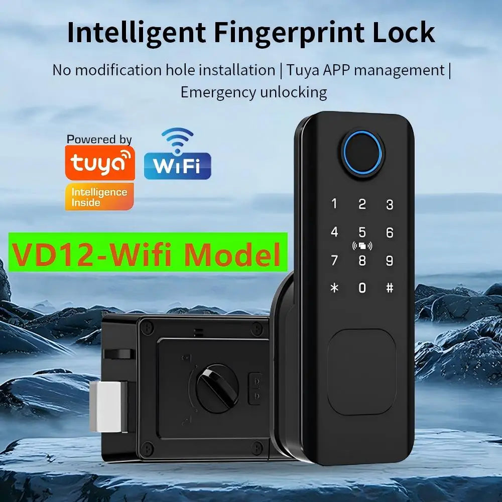 Support Tuya app Bluetooth app fingerprint intelligent door lock password RFID card wheel rim bolt lock electronic door lock