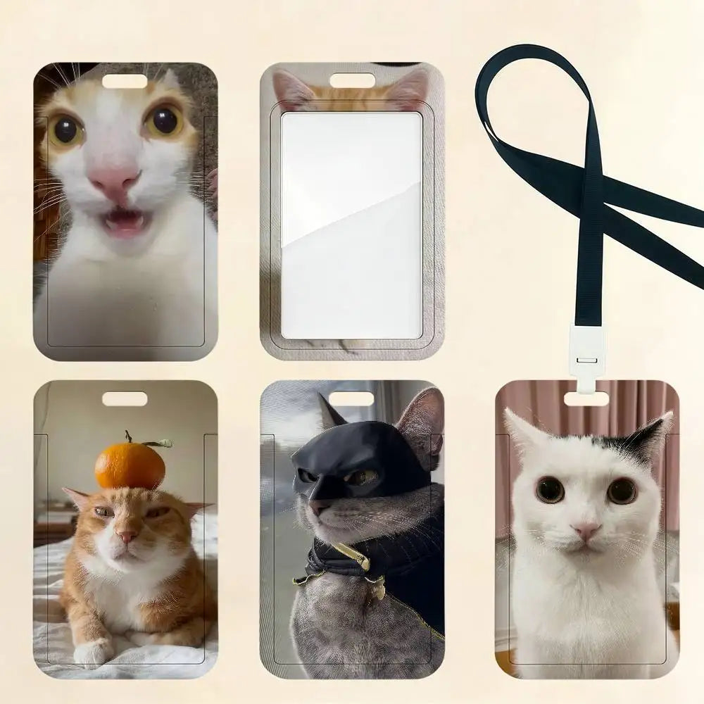 Kitty Cute Cat Meme Funny Card Holder Cardcase Bank Credit Student ID Subway Work Permit Badge Holder Door Card