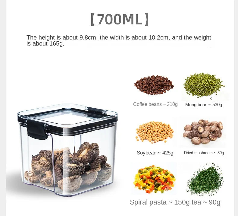 Sealed Jars Kitchen Grain Storage Organizer Large Tank Plastic Moisture-proof Storage Box Household Seasoning Jars Set 2030