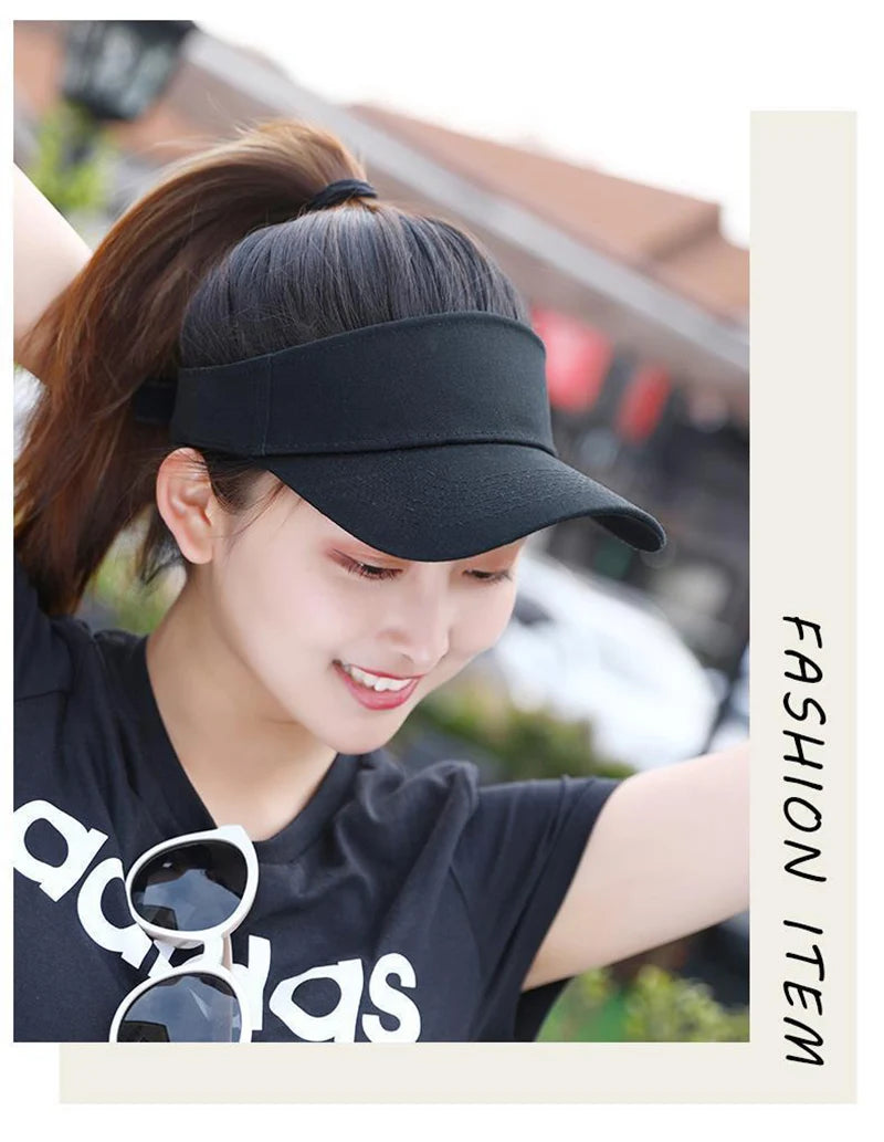 Sun Hat Women Baseball Cap Summer White Sun-Proof Caps Empty Top Visors Seaside Outdoor Sport Tennis Golf Hat