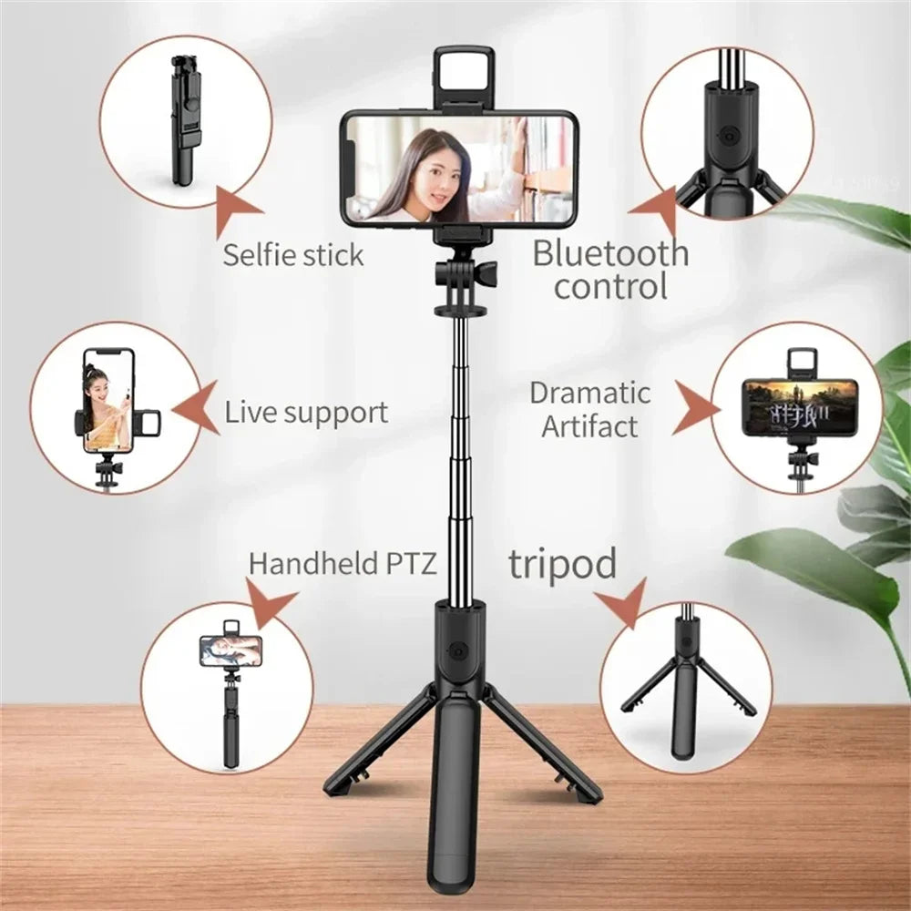 Wireless Bluetooth Selfie Stick Tripod Stand Extendable Universal Mobile Phone Holder For Live Streaming Selfie Video Recording
