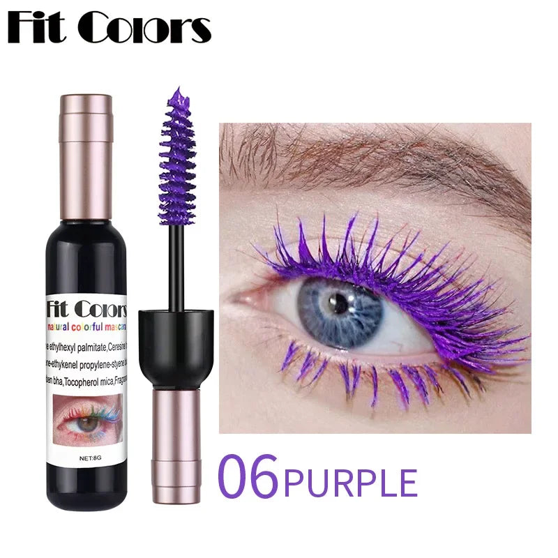 4D Colorful Mascara Waterproof Eyelash Extension Glitter Fast Dry Long-lasting Curling Purple Blue Pink Party Makeup Cosmetic