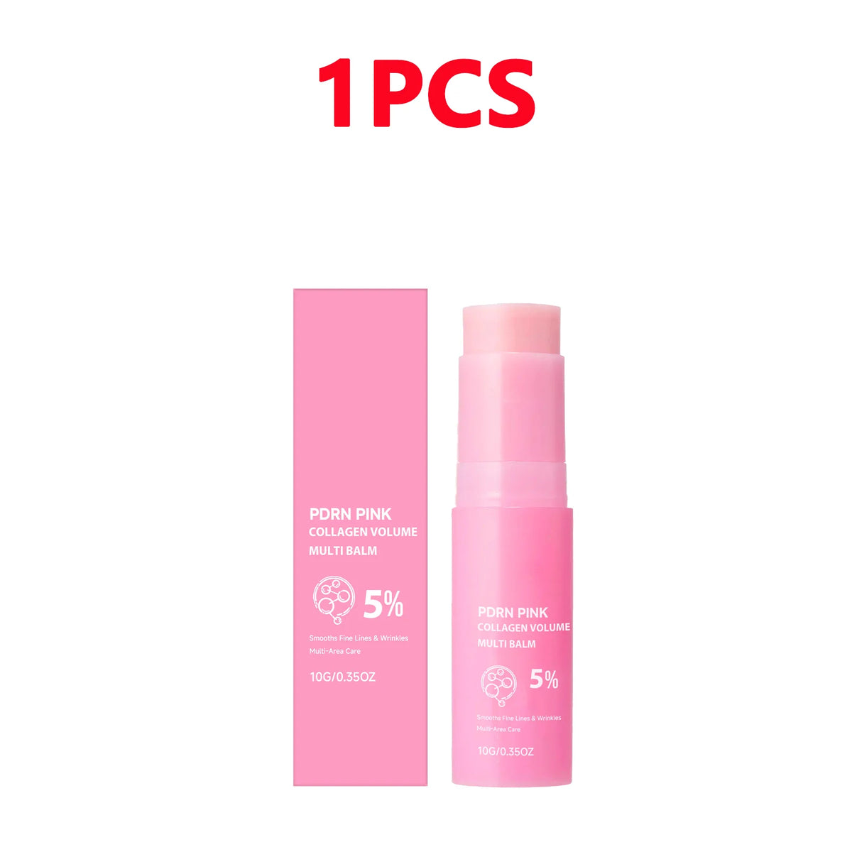 PDRN Pink Collagen Volume Multi Balm Stick Hydrating Plumping Firming Care for Face Neck Under Eyes Lips Fine Lines 10g