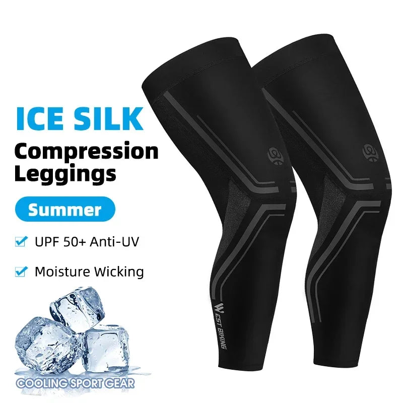 WEST BIKING Sports Compression Leg Sleeves Men Women MTB Winter Fleece Leg Warmers Men Women Cycling Running Basketball Leggings