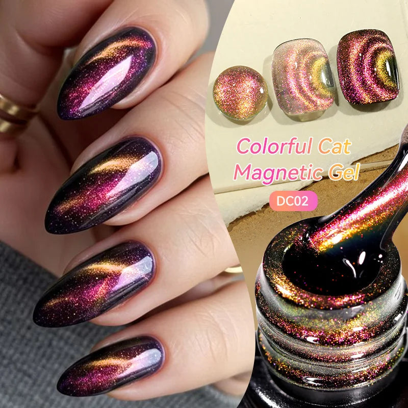 LILYCUTE 7ml Gold Coffee Cat Magnetic Gel Nail Polish Autumn Winter Nails Ultra Shine Moonlight Semi Permanent UV Gel Soak Off