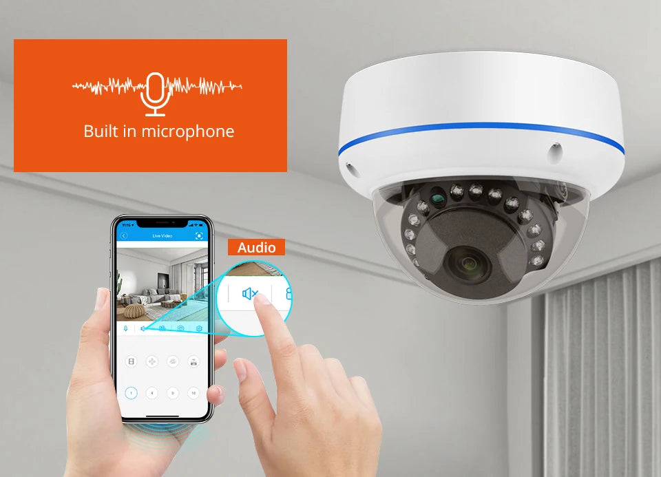 8CH 5MP POE Dome Security Camera System IP Camera Vandal-proof Indoor Home CCTV Video Record Surveillance Protection Kit