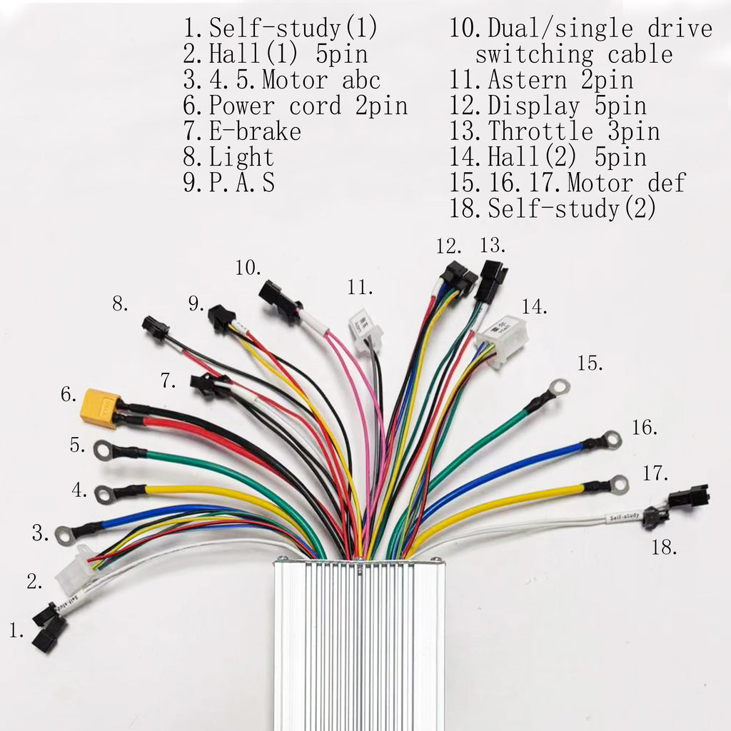 25A+25A Dual Drive 12MOSFET 36V/48V/64V 1000W (500W * 2) Brushless DC Electric Scooter Controller + M5 UART NO.2 LCD for 2 Motor