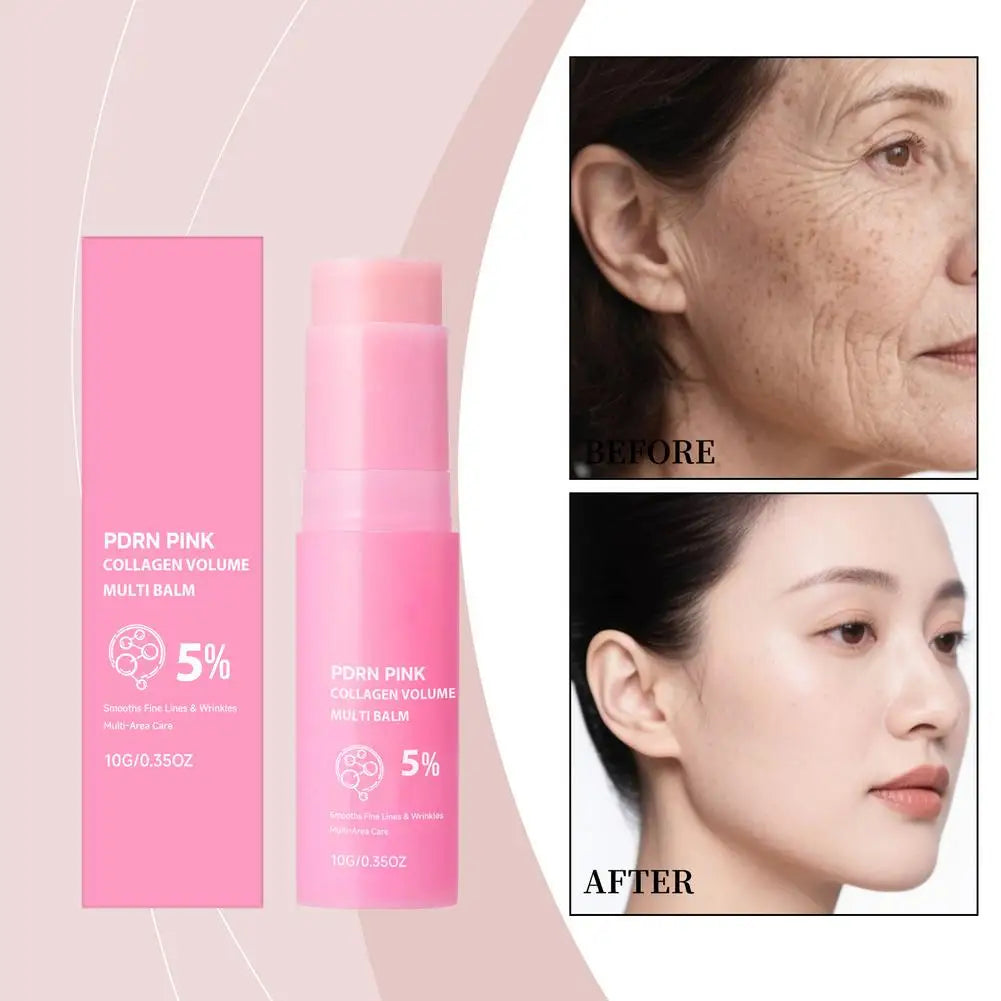 PDRN Pink Collagen Multi Balm, Fine Line Smoothing Skin Deep Hydrating & Plumping Moisturizer, Lightweight Serum