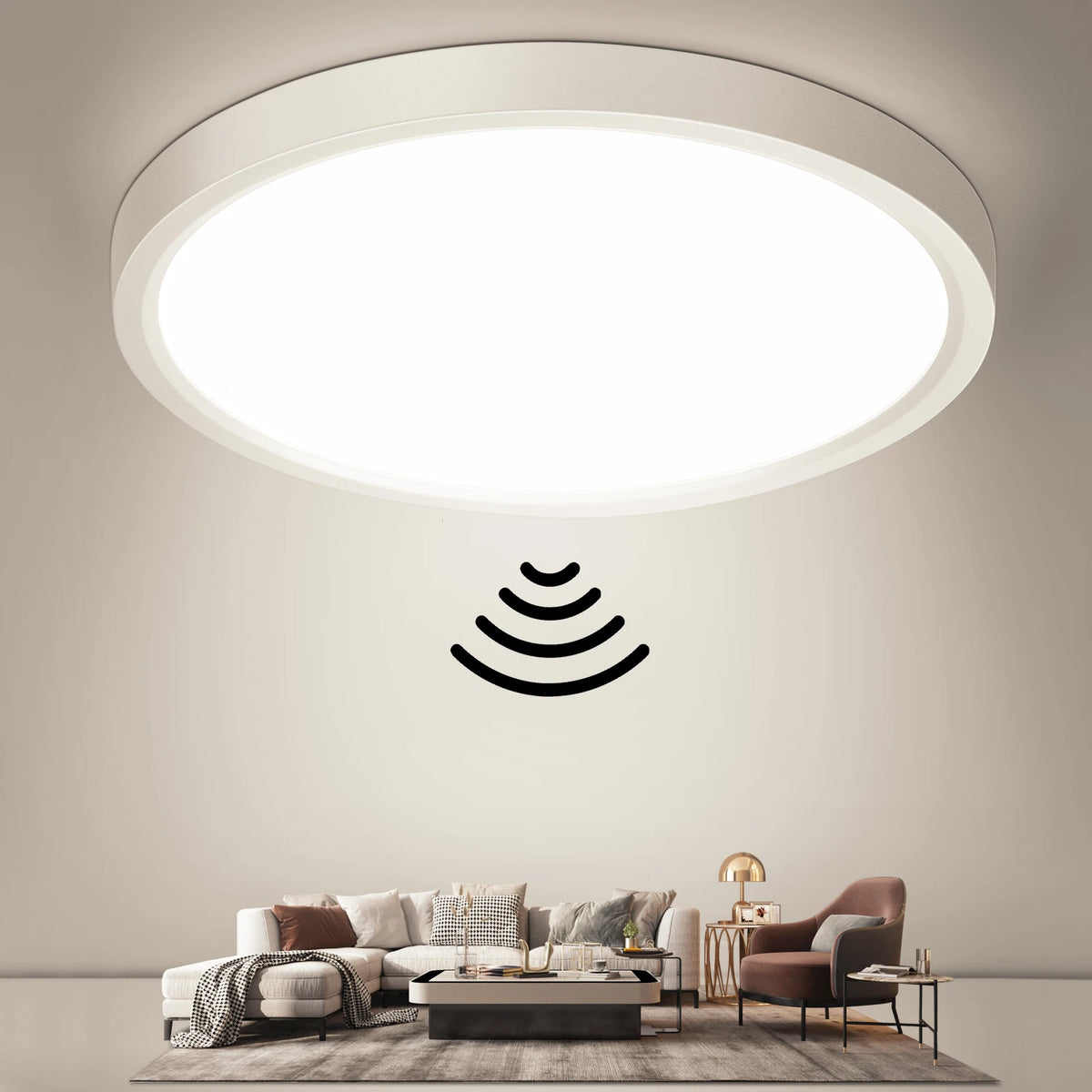 24W LED Ceiling Light with Motion Sensor, 2400LM, 30cm Round Ultra-Thin, 4000K for Hallway, Balcony, Indoor