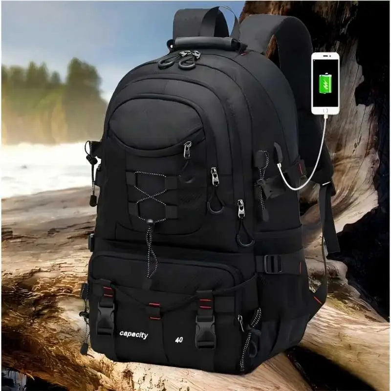 Large Capacity Backpack Professional Outdoor Hiking and Mountaineering Bag Lightweight and Waterproof Travel Bag, USB Interface