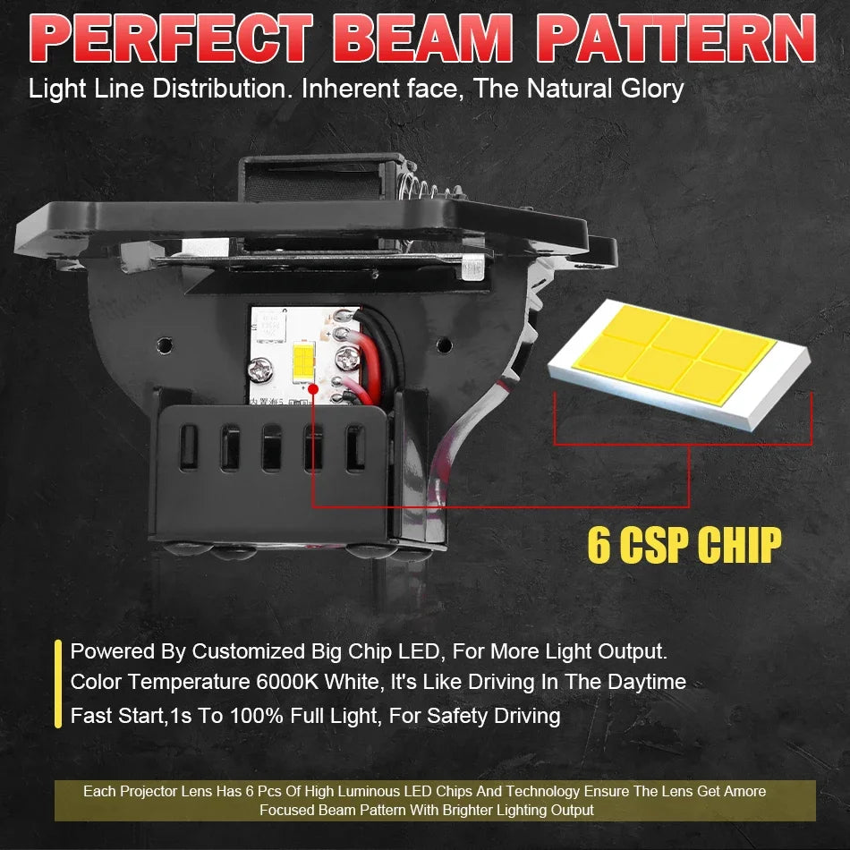 2pcs 3.0inch Bi Led Projector Lens Car Headlight H4 H7 9005 9006 High Low Lights Universal Car Headlamp 60000LM 12V